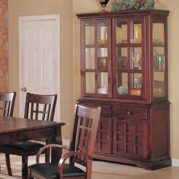 Coaster Newhouse Buffet And Hutch China Cabinet In Cherry Finish