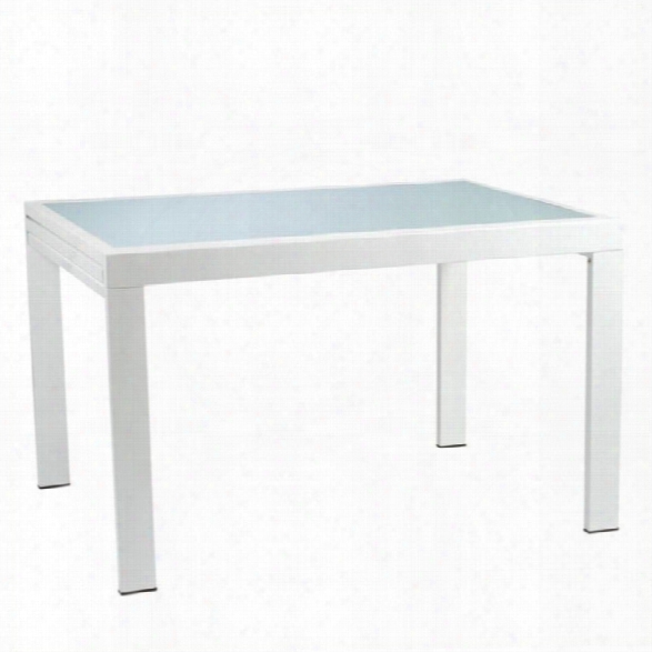 Eurostyle Duo Rectangular Extension Dining Table In White And Frosted Glass