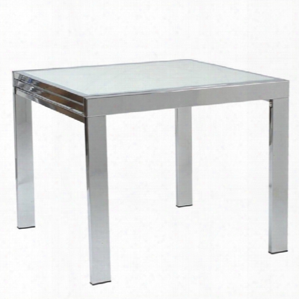 Eurostyle Duo Square/rectangular Extension Dining Table In Chrome And Frosted Glass