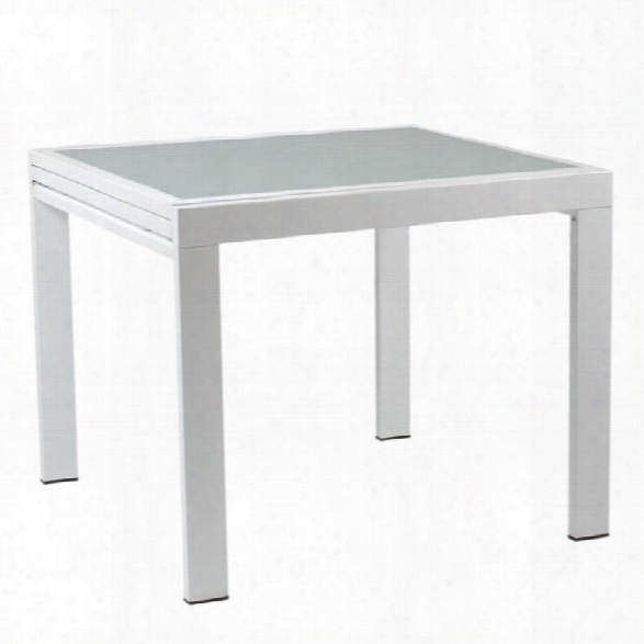 Eurostyle Duo Square/rectangular Extension Dining Table In White And Frosted Glass