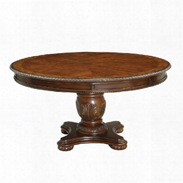 Furniture Of America Caston Round Dining Table In Antique Cherry