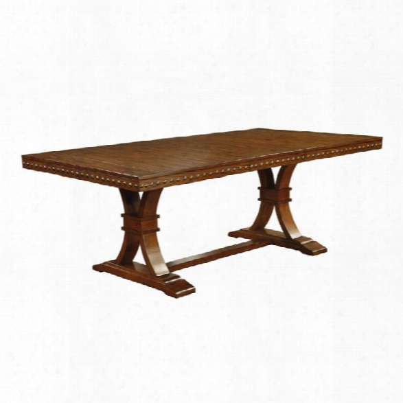 Furniture Of America Duran Pedestal Dining Table In Dark Oak