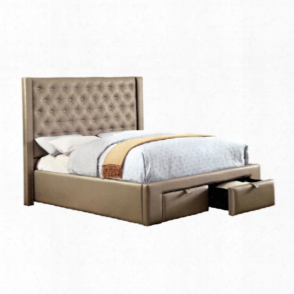 Furniture Of Aamerica Hayden King Upholstered Faux Leather Bed