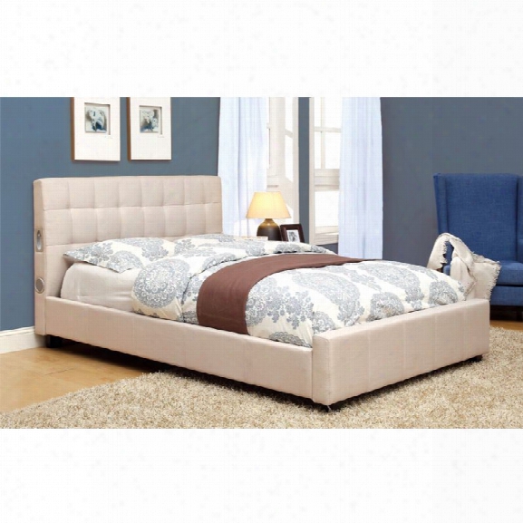 Furniture Of America Janata King Upholstered Panel Bed In Ivory