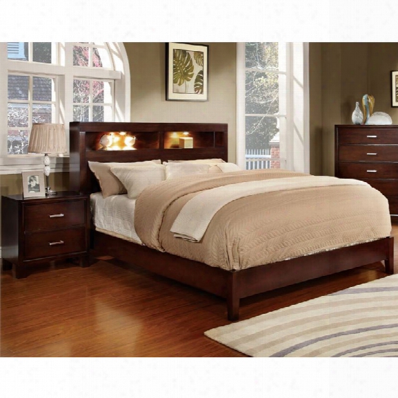 Furniture Of America Jenners 2 Piece King Bookcase Bedroom Set In Brown Cherry