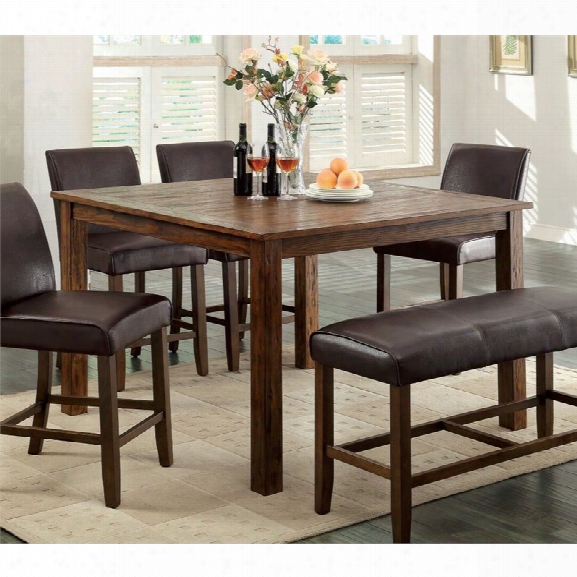 Furniture Of America Kittle Square Counter Height Dining Table In Oak