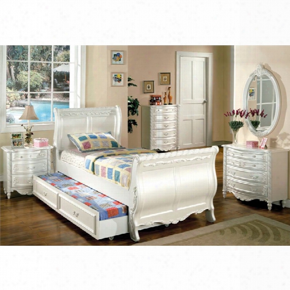 Furniture Of America Rollison 4 Piece Full Bedroom Set In Pearl White