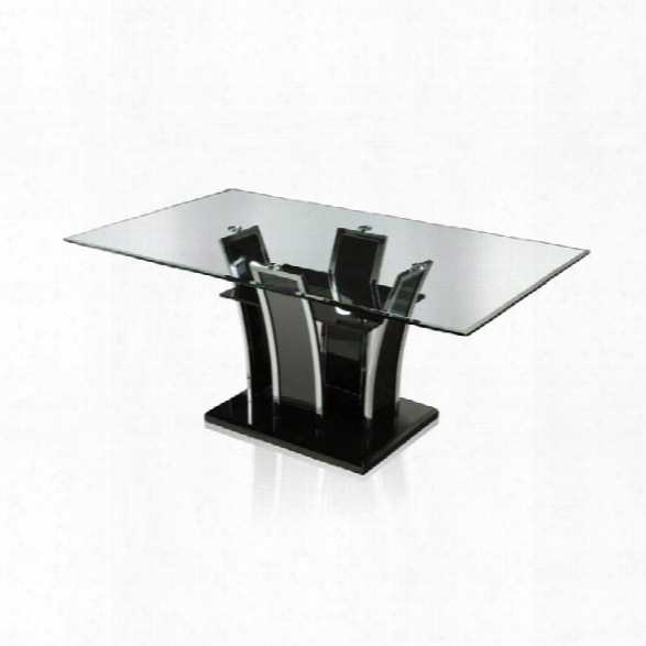 Furniture Of America Valery Glass Top Dining Table In Black