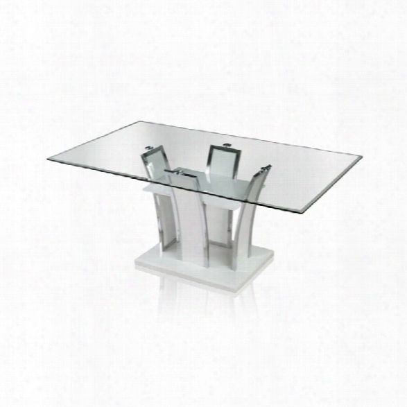 Furniture Of America Valery Glass Op Dining Table In White