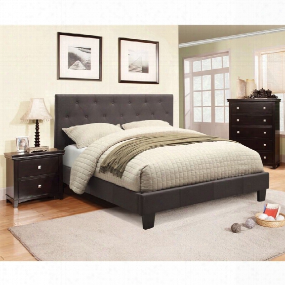 Furniture Of America Warscher 3 Piece Upholstered King Bedroom Set In Gray