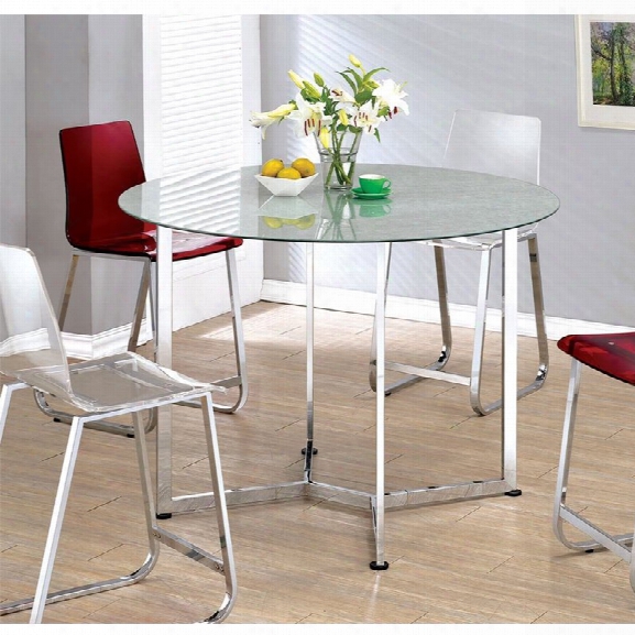 Furniture Of America Zorn Round Counter Height Dining Table In Chrome