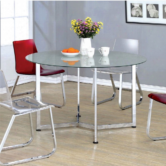 Furniture Of America Zorn Round Dining Table In Chrome