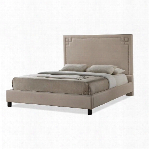 Heidi Upholstered King Platform Bed In Beige