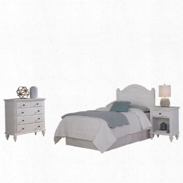 Home Styles Bermuda Twin Headboard 3 Piece Bedroom Set In White