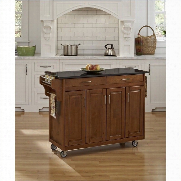 Home Styles Create-a-cart 49 Inch Black Granite Top Kitchen Cart In Cottage Oak