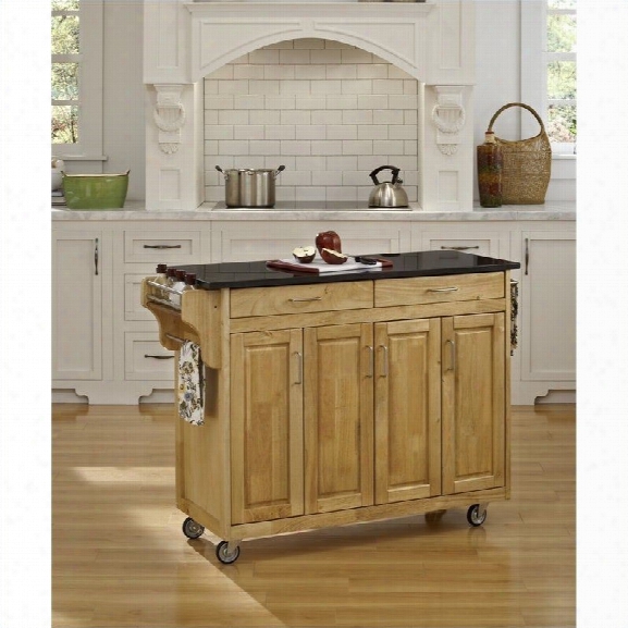 Home Styles Create-a-cart 49 Inch Black Granite Top Kitchen Cart In Natural