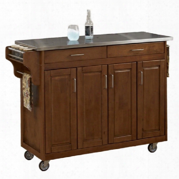 Home Styles Create-a-cart 49 Inch Stinless Top Kitchen Cart In Cottage Oak