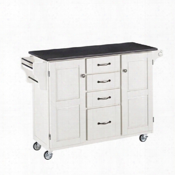 Home Styles Granite Top Kitchen Cart In White