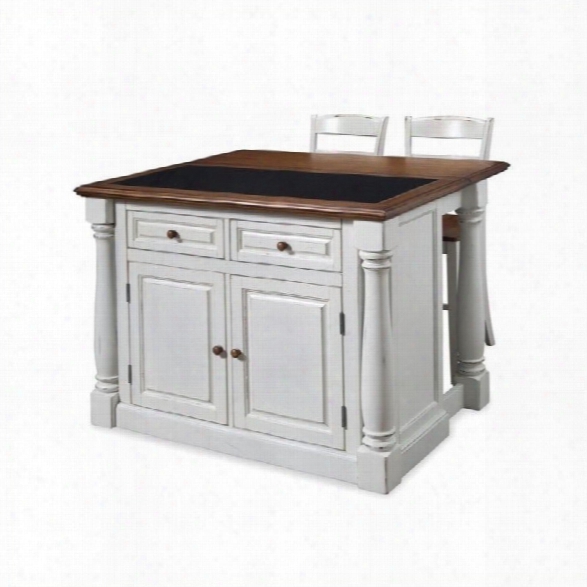 Home Styles Monarch Kitchen Island With Granite Top And Two Stools