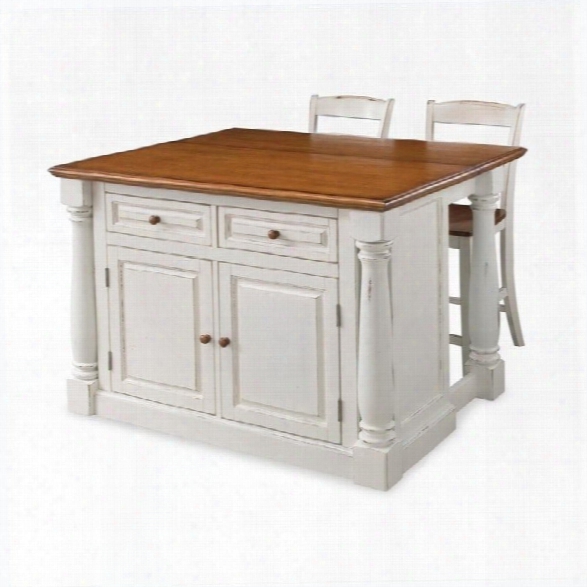 Home Styles Monarch Kitchen Island With Two Stools