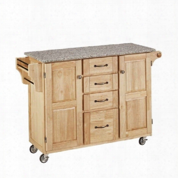 Home Styles Natural Wood Island Cart With Salt And Pepper Granite Top