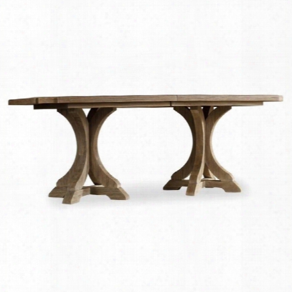 Hooker Furniture Corsica Pedestal Dining Table With 2 Leaves In Light Wood