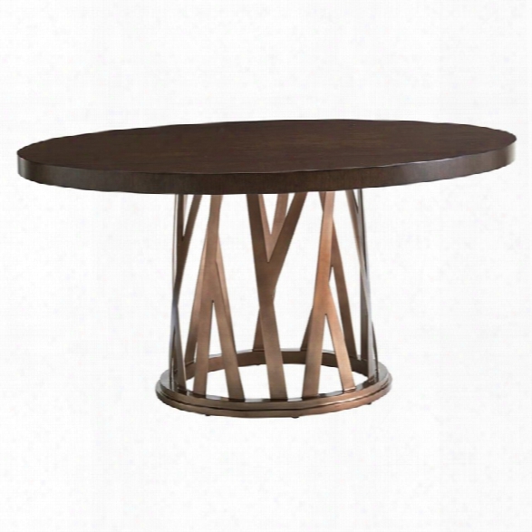 Lexington Zavala Horizons Round Dining Table In Bronze And Mocha Brown