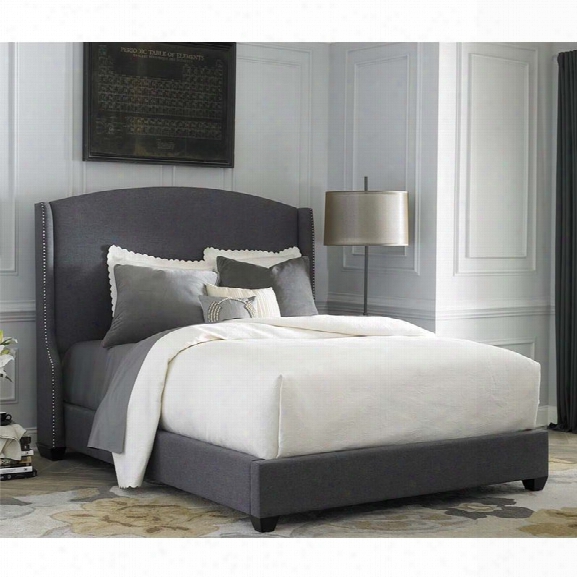 Liberty Furniture Linen Upholstered King Shelter Bed In Dark Gray