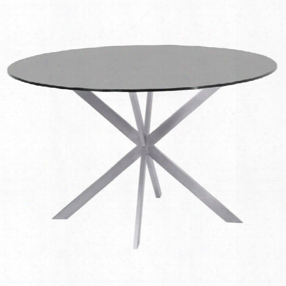 Maklaine 48 Round Glass Top Dining Table In Gray