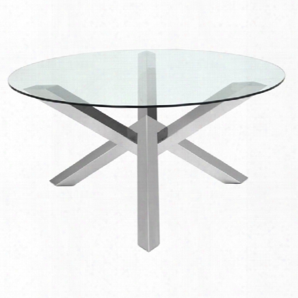 Nuevo Costa 59.25 Round Glass Top Dining Table In Silver