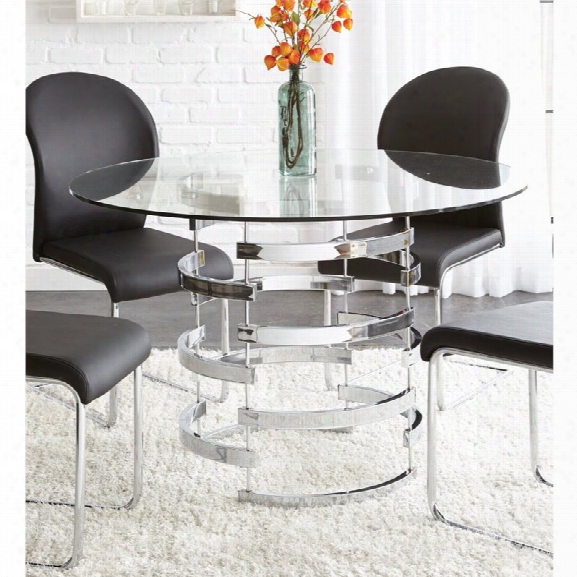 Steve Silver Tayside Round Glass Top Dining Table In Black