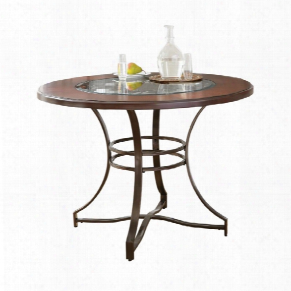 Steve Silver Toledo Round Glass Top Dining Table In Gunmetal