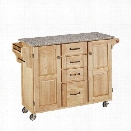 Home Styles Natural Wood Island Cart with Salt and Pepper Granite Top