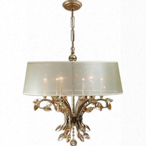 Uttermost Alenya 6 Light Shade Chandelier In Burnished Gold Metal