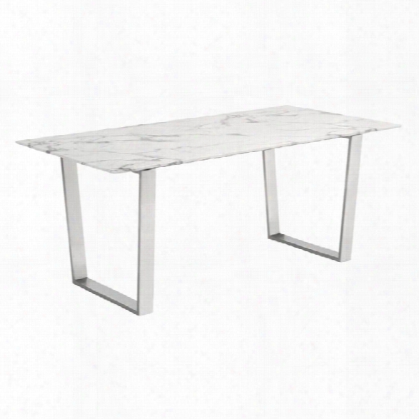 Zuo Atlas Dining Table In Stone And Stainless Steel