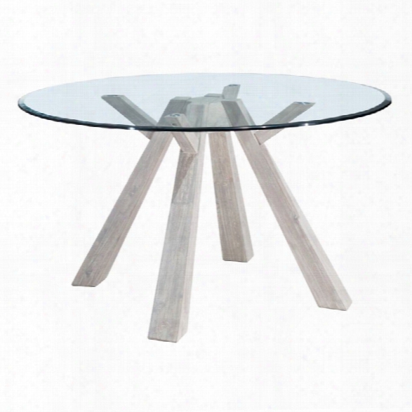 Zuo Beaumont Glass Round Dining Table In Sun Drenched Acacia