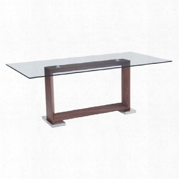 Zuo Oasis Glass Dining Table In Walnut