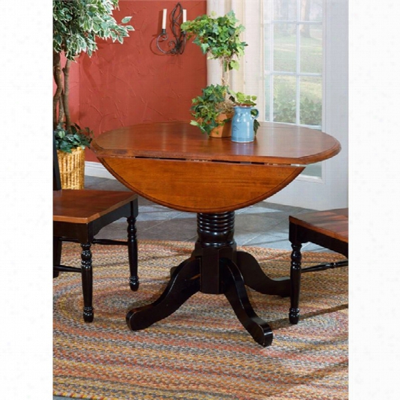 A-america British Isles Round Drop Leaf Dining Table In Black