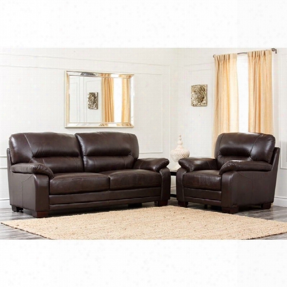 Abbyson Living Bern 2 Piece Leather Sofa Set In Brown