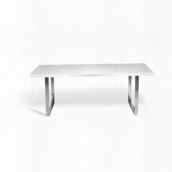 Aeon Furniture Brandon-2 Dining Table In White And Chrome