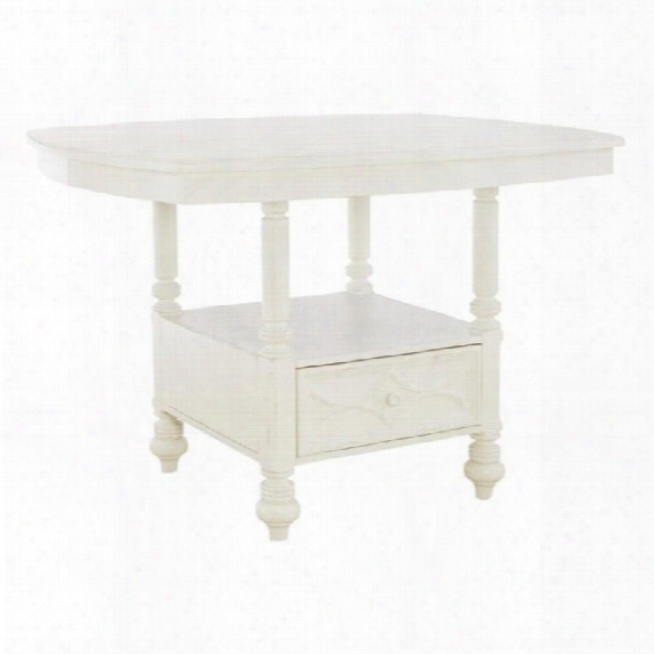 American Drew Lynn Haven Wood Storage Dining Table In White