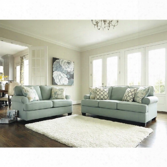 Ashley Daystar 2 Piece Fabric Sofa Set In Seafoam