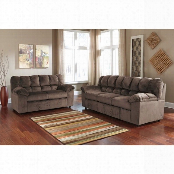 Ashley Julson 2 Piece Fabric Sofa Set In Cafe