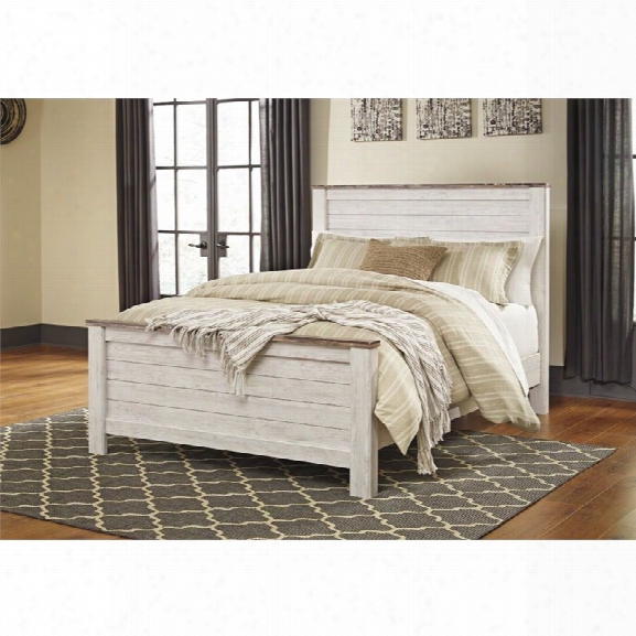 Ashley Willowton Queen Panel Bed In Whitewash