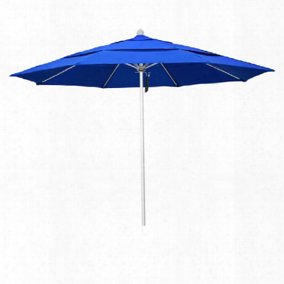 California Umbrella Venture 11' Silver Market Umbrella In Blue