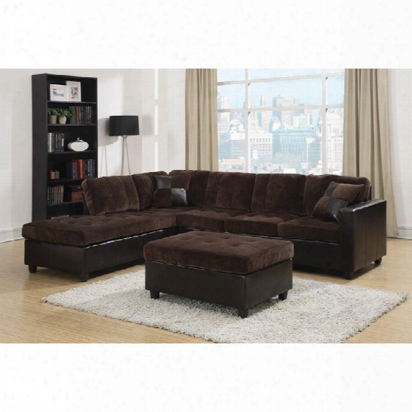 Coaster 2 Piece Fabric Sofa Set In Chocolate