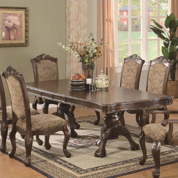 Coaster Andrea Double Pedestal Dining Table In Brown Cherry