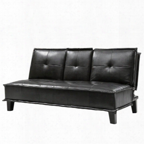 Coaster Contemporary Faux Leather Sofa With Tray In Black