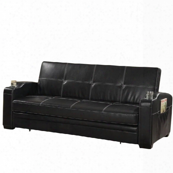 Coaster Faux Leather Sofa Bed In Black