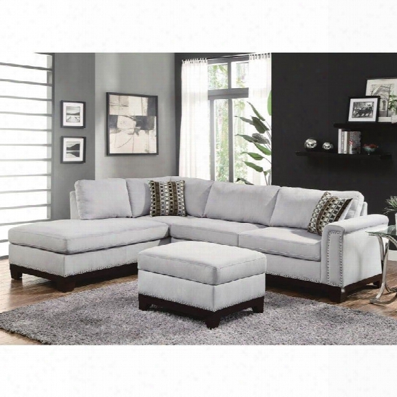 Coaster Mason 2 Piece Velvet Sectional Set In Blue Grey